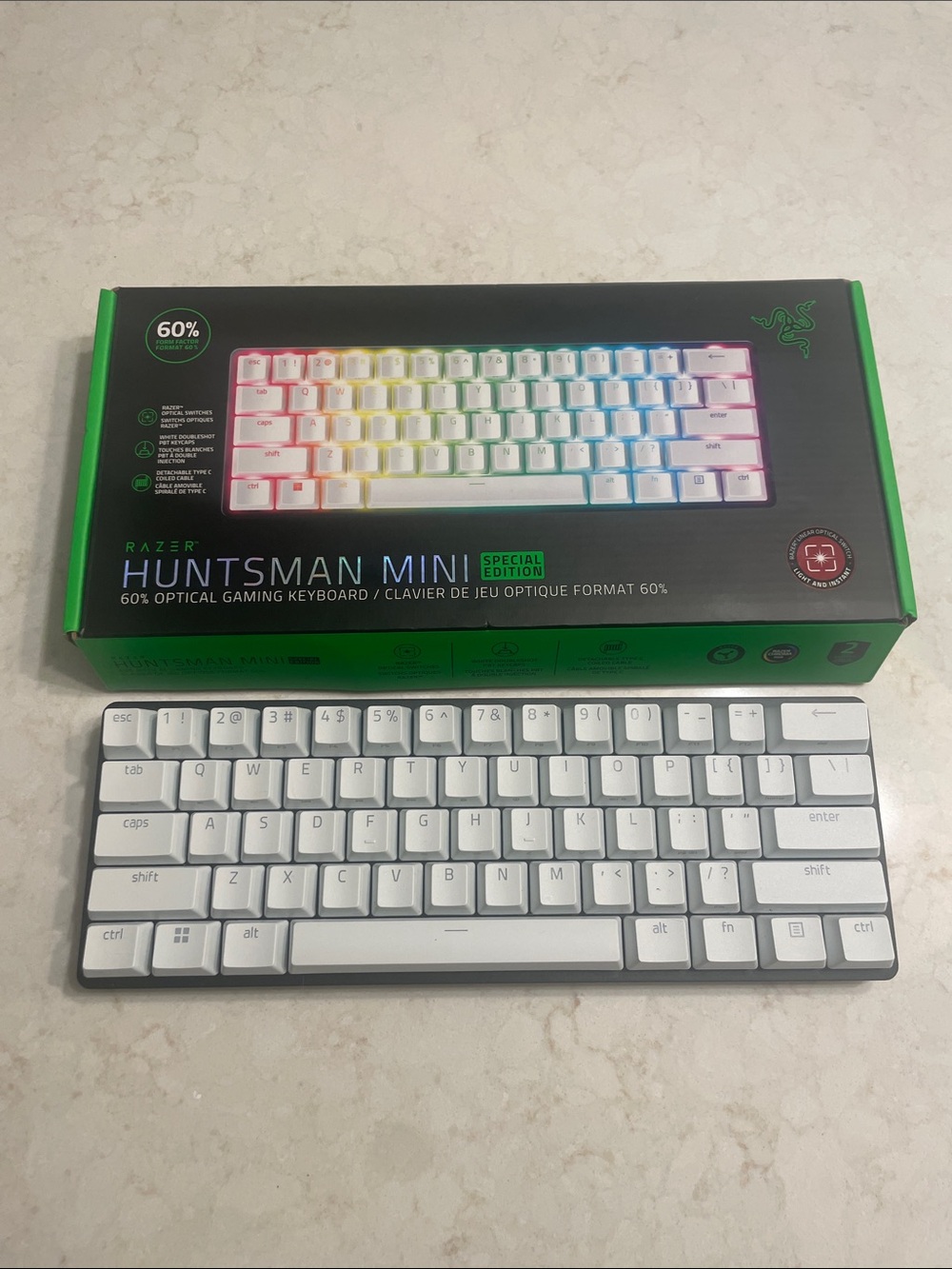 Razer Huntsman Mini Special Edition — White Keycaps with Black Base